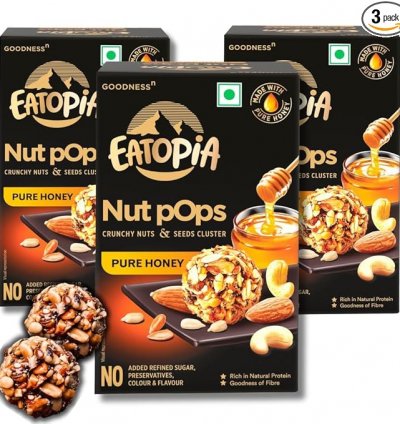 Eatopia Nut Pops | Dry Fruits Healthy Snacks Pack Of 3 (10 Laddu Per Pack), 0.45 Gram