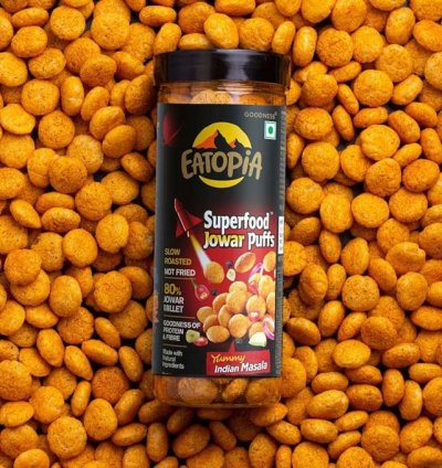 Eatopia Indian masala Jowar Puffs  Pack of 6 (Pet Jar)