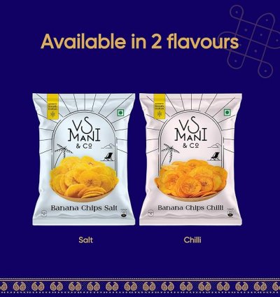 VS Mani & Co Authentic South Indian Salted Banana Chips  Eat (Pack of 3) 65 Gm Each